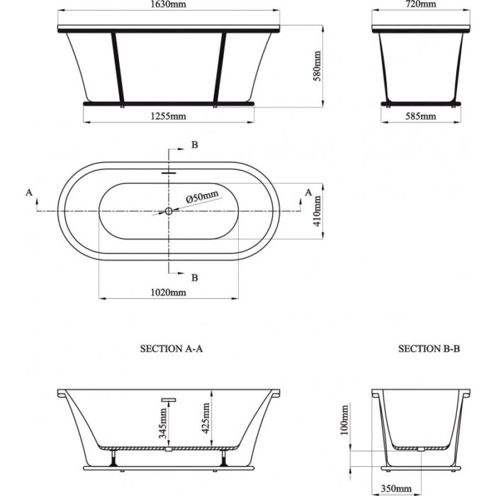 Вана Inter Ceramic ICSH LB 1901MW – Стилна свободностояща вана в матово бяло за модерна баня - Image 2