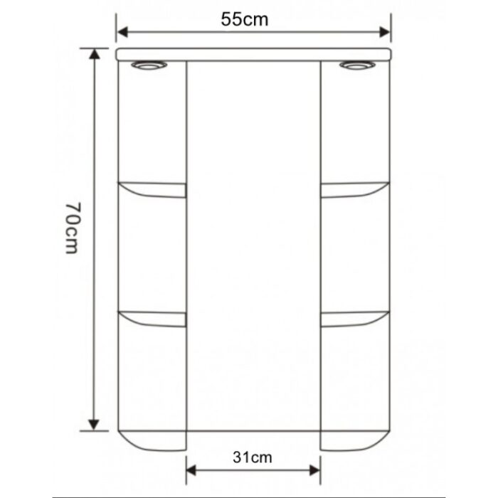 Горен огледален PVC шкаф Inter Ceramic ICMC 2000-55 – стилна компактност за модерната баня - Image 2