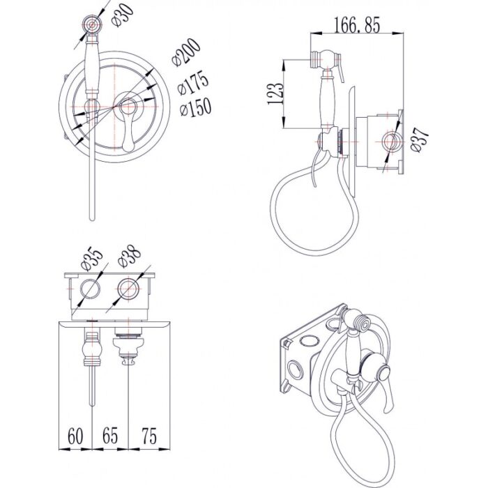 Месингов смесител за вграждане ICF 3315BR - Image 2