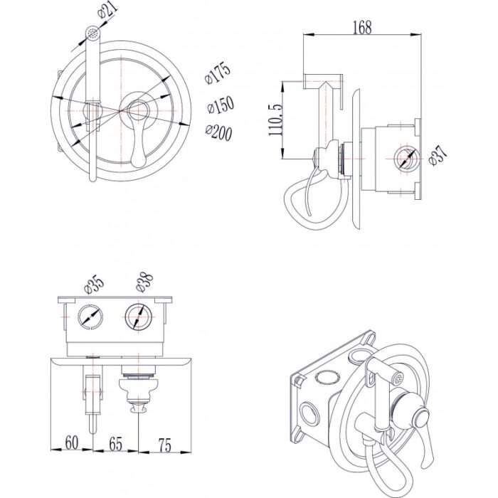 Месингов смесител за вграждане ICF 3316G - Image 2