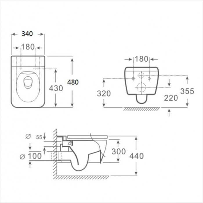 Стенна тоалетна чиния ICC 3435W SLIM - Image 3