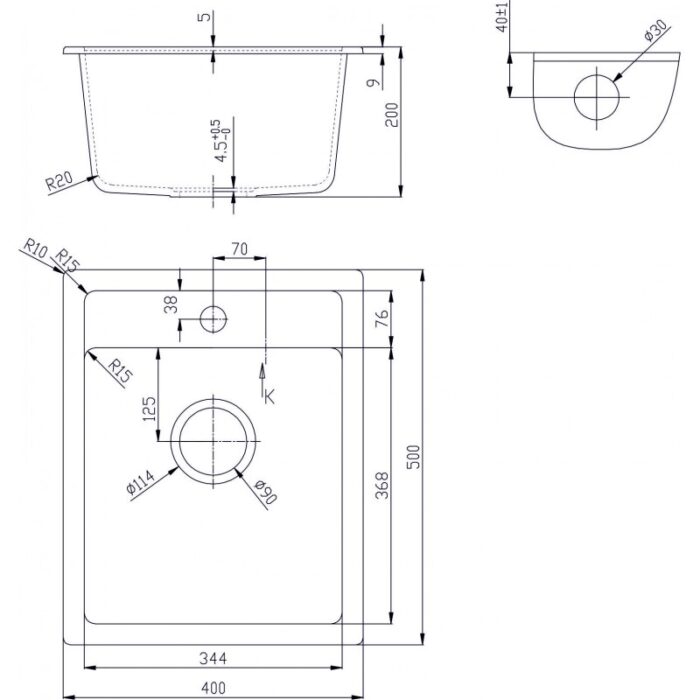 Кухненска мивка от композитен материал  ICGS 4050BLACK - Image 2