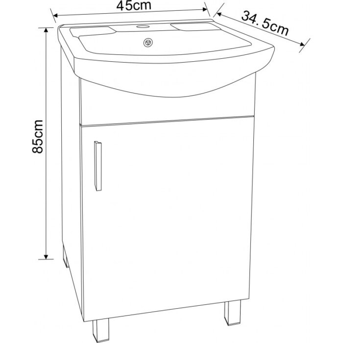 Долен стоящ PVC шкаф за баня ICP 4535 NEW - Image 4