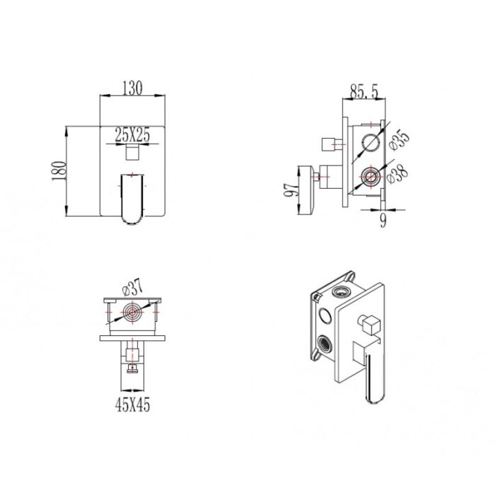 Месингов смесител за вграждане ICF 554016 - Image 3