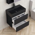 Долен конзолен шкаф за баня Inter Ceramic 5845B + УМИВ. 6036MB – черна елегантност - Image 3