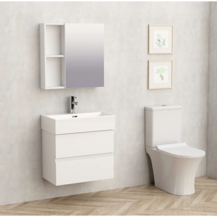 Долен конзолен шкаф за баня Inter Ceramic 5845W + УМИВ. 6036W – бяла елегантност - Image 2