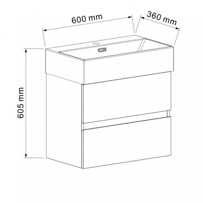 Долен конзолен шкаф за баня Inter Ceramic 5845W + УМИВ. 6036W – бяла елегантност - Image 4