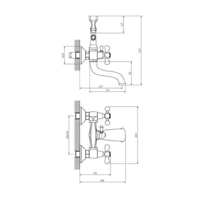 Смесител за вана и душ ICF 6006851BR АЛГАРА - Image 3