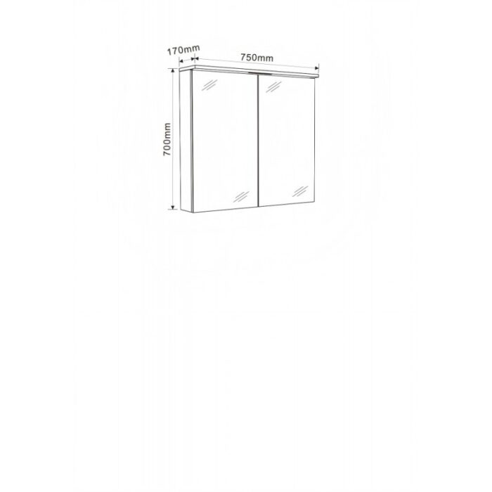 Горен PVC шкаф с огледало ICMC 6017-75W ALDENE-75 от InterCeramic - Image 3