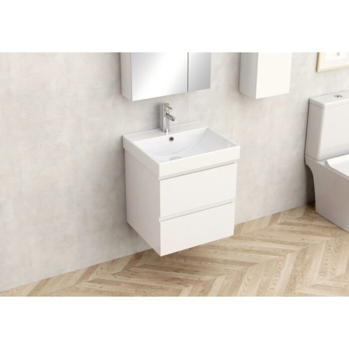 Долен конзолен шкаф за баня Inter Ceramic 6038-50W+УМИВ. 5953W-51CM AKADIA-50 – компактно и удобно решение - Image 2