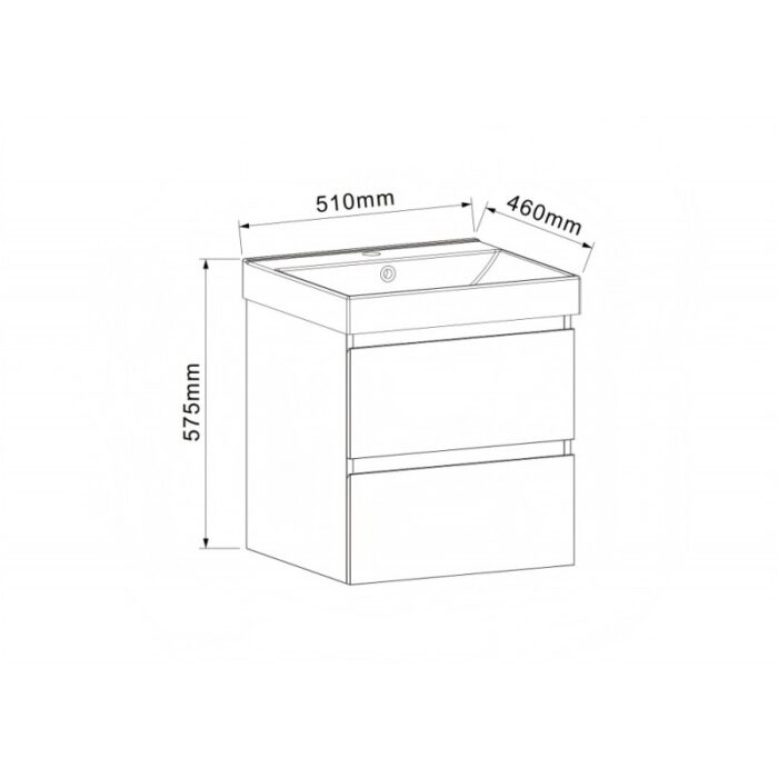 Долен конзолен шкаф за баня Inter Ceramic 6038-50W+УМИВ. 5953W-51CM AKADIA-50 – компактно и удобно решение - Image 3