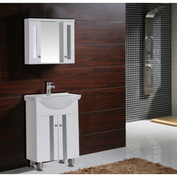 Долен шкаф за баня Inter Ceramic ICP 6042 – PVC корпус, бял цвят, с умивалник - Image 5