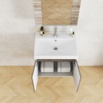 Долен конзолен PVC шкаф за баня Inter Ceramic ICP 6055 WOODEN - дървесен дизайн и удобство - Image 6