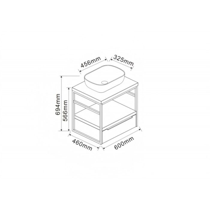 Долен конзолен шкаф за баня Inter Ceramic ICP 6056-039 КОМО + 887BLACK – елегантно решение за стилна баня - Image 4