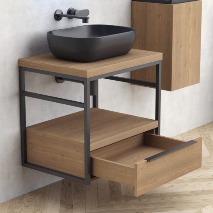 Долен конзолен шкаф за баня Inter Ceramic ICP 6056-039 КОМО + 887BLACK – елегантно решение за стилна баня - Image 2