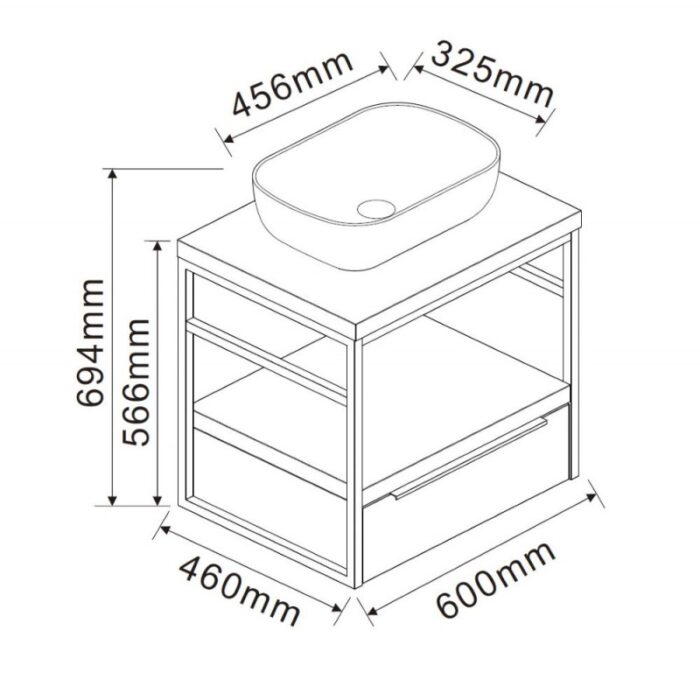 Долен конзолен PVC шкаф Inter Ceramic ICP 6056-020 КАЛИТЕА + 887BLACK – естетика и практичност - Image 3