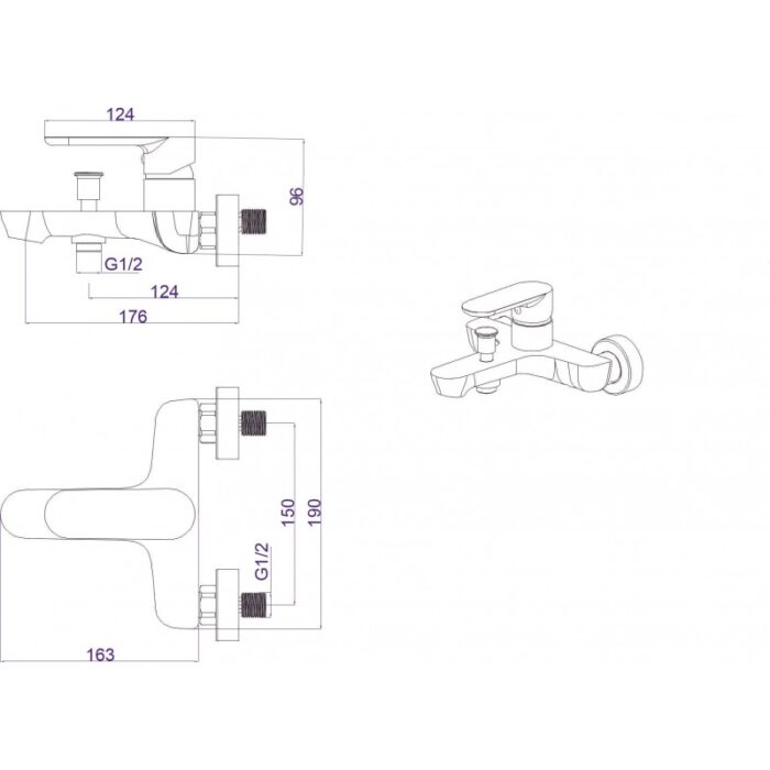 Смесител за вана/душ МАРСИЛИЯ ICF 6066328BS - Image 3