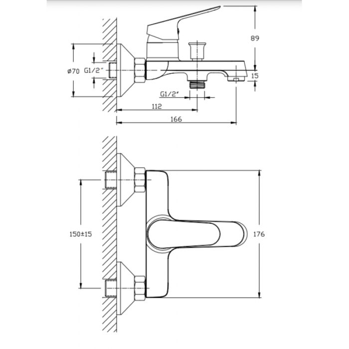 Смесител за вана и душ със слушалка ICF 6452152 LINNI - Image 6