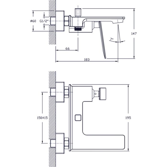 Месингов смесител за вана Inter Ceramic ICF 6455155 ЕЛЛА - елегантен и функционален - Image 2