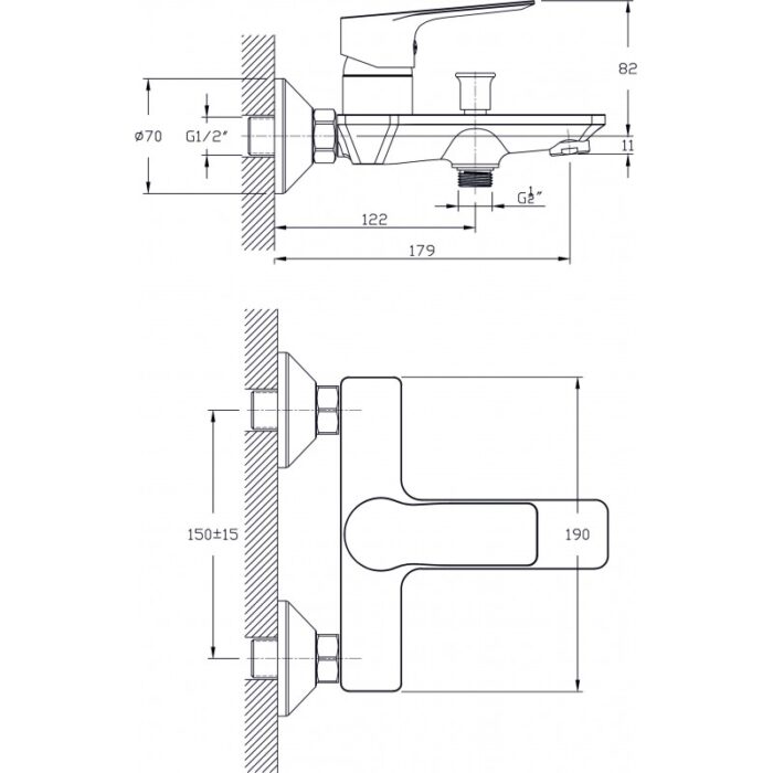 Смесител за вана и душ ALFI ICF 6486123 - Image 3