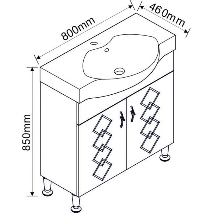 Долен стоящ PVC шкаф за баня ICP 6549-80 - Image 2