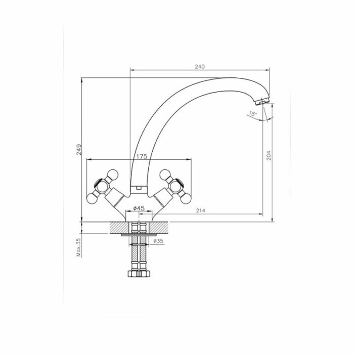 Месингов Смесител АЛГАРА  ICF 7002851BR - Image 3
