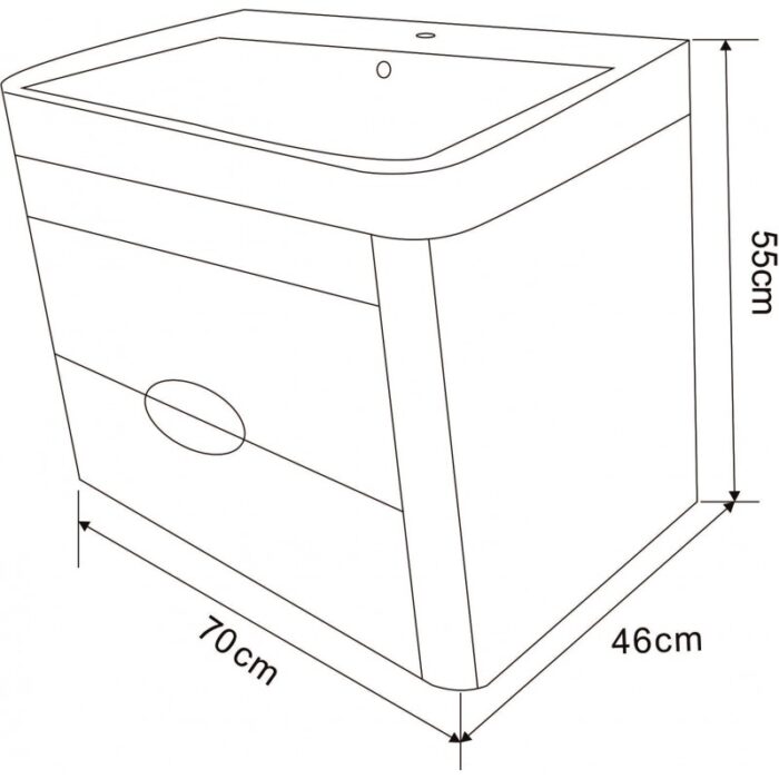 Долен конзолен PVC шкаф за баня Inter Ceramic ICP 7046 WOODEN - естествено дървено излъчване - Image 2