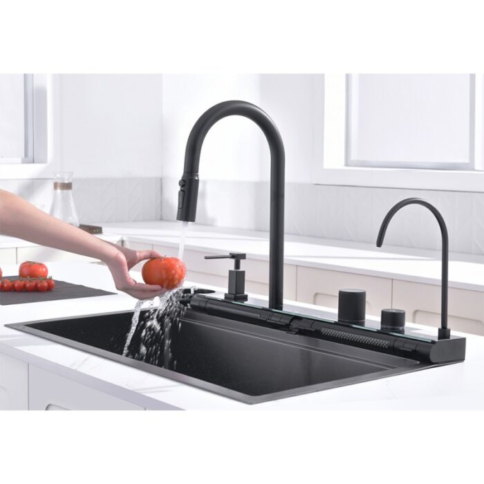 Кухненска мивка Inter Ceramic 7547PVD BLACK + Смесител 7567131MB – Луксозен функционален комплект - Image 14
