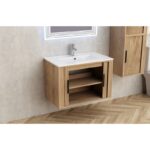 ШКАФ ЗА БАНЯ AREZZO 8045 WOODEN С БЯЛ УМИВАЛНИК 8066 - Image 2