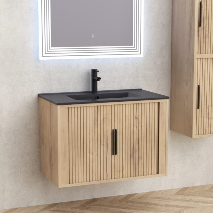 МЕБЕЛ ЗА БАНЯ 8045 WOODEN С УМИВАЛНИК 8066 ЧЕРЕН МАТ - Image 2