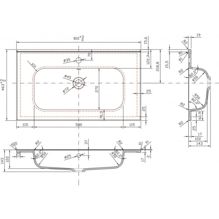 Умивалник от смола ICC 8050MB BASIN - Image 2