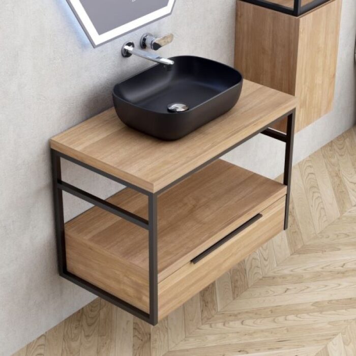 Долен конзолен шкаф за баня ICP 8056-039 КОМО + 887BLACK - Image 2