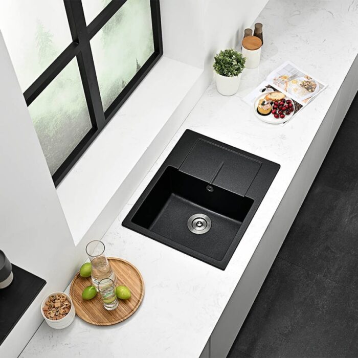 Гранитна мивка Inter Ceramic ICGS 8220 BLACK - модерен дизайн и изключителна здравина - Image 2