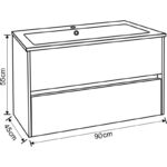 Долен конзолен PVC шкаф за баня ICP 8955 - Image 4