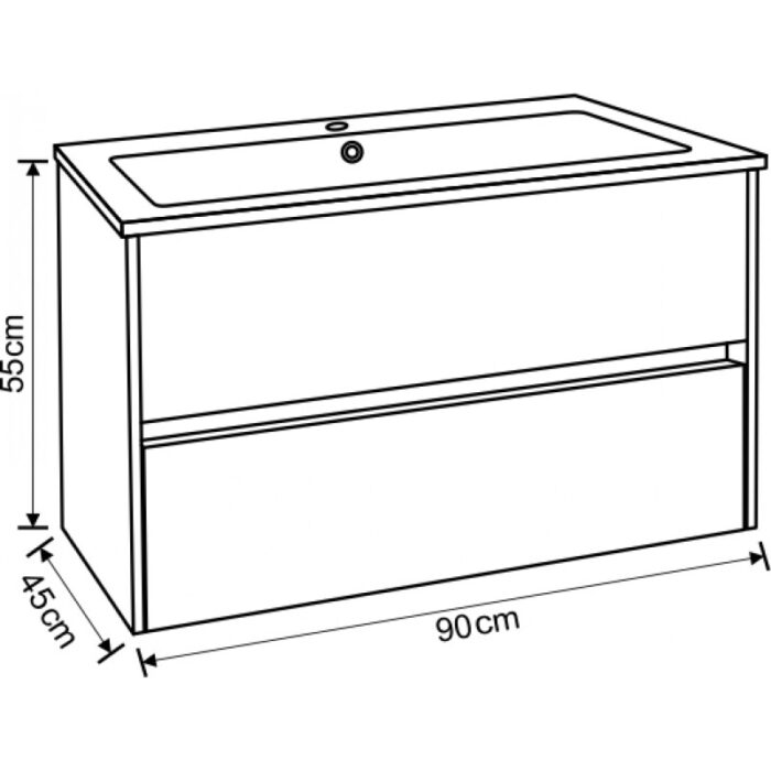 Долен конзолен PVC шкаф за баня ICP 8955 - Image 4