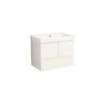 Долен конзолен PVC шкаф за баня Inter Ceramic 9048-75W+УМИВ. 5953W-76CM AMBROGIO-75 – функционално и елегантно решение в бяло