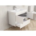 Долен конзолен PVC шкаф за баня Inter Ceramic 9048-75W+УМИВ. 5953W-76CM AMBROGIO-75 – функционално и елегантно решение в бяло - Image 2