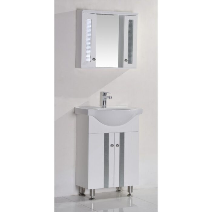 Долен шкаф за баня Inter Ceramic ICP 6042 – PVC корпус, бял цвят, с умивалник - Image 3