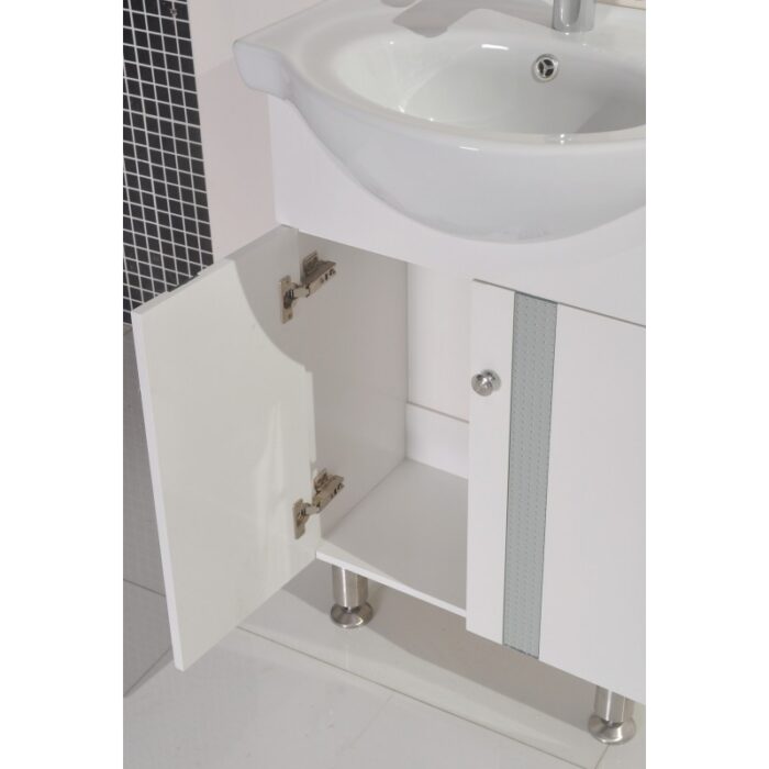 Долен шкаф за баня Inter Ceramic ICP 6042 – PVC корпус, бял цвят, с умивалник - Image 2