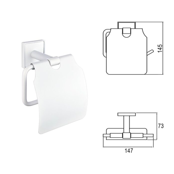 MODENA WHITE MATT ПОСТАВКА ЗА ТОАЛЕТНА ХАРТИЯ С КАПАК 3851WM - Image 3