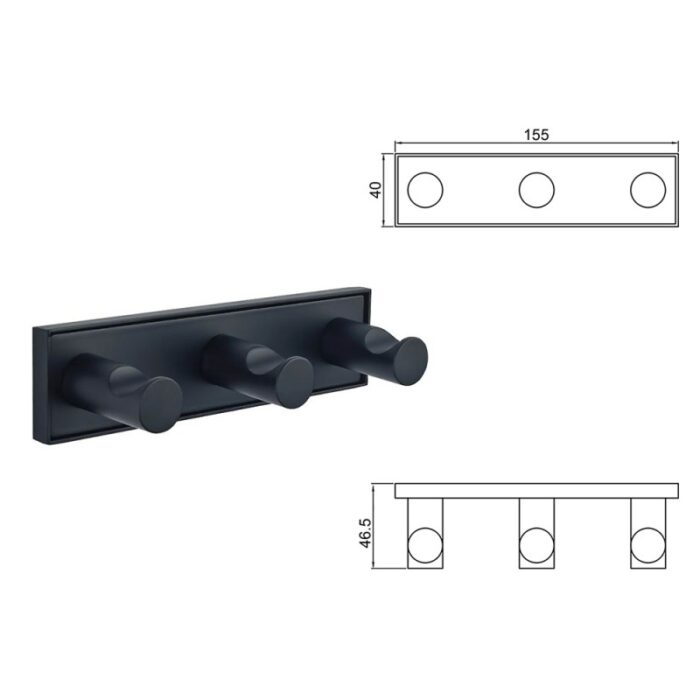 MODENA BLACK MATT ТРОЙНА ЗАКАЧАЛКА 3853-3BM - Image 3