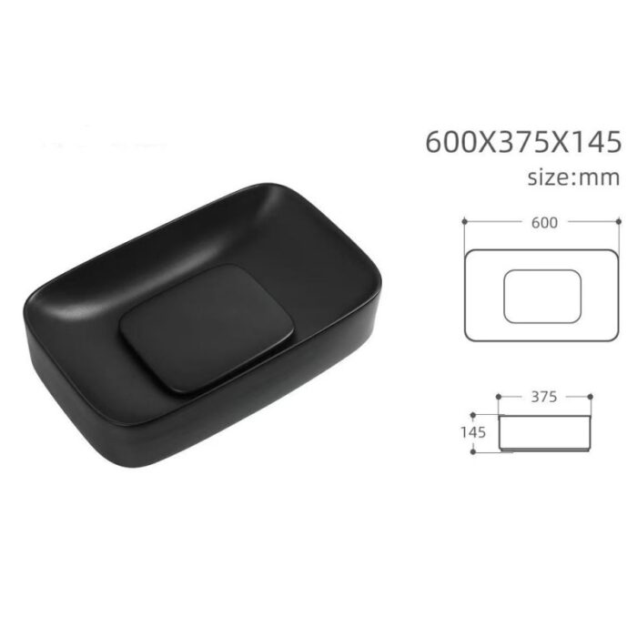 ПОРЦЕЛАНОВ УМИВАЛНИК CARLINO 901MB ЧЕРЕН МАТ - Image 3