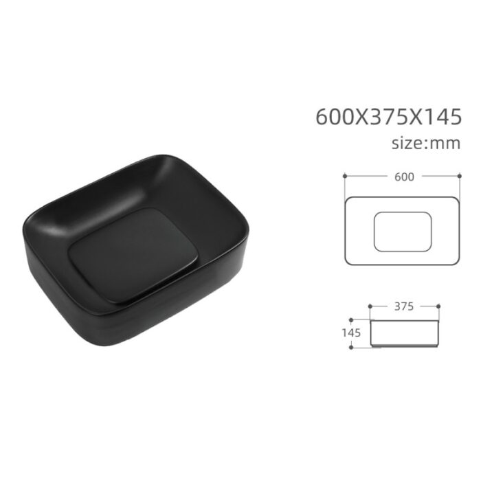 ПОРЦЕЛАНОВ УМИВАЛНИК LUDANO 902MB S ЧЕРЕН МАТ - Image 3