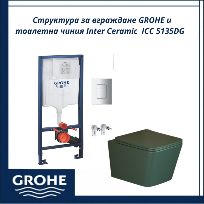 Структура за вграждане GROHE и тоалетна чиния Inter Ceramic  ICC 5135DG – Вградено удобство с класа - Image 2