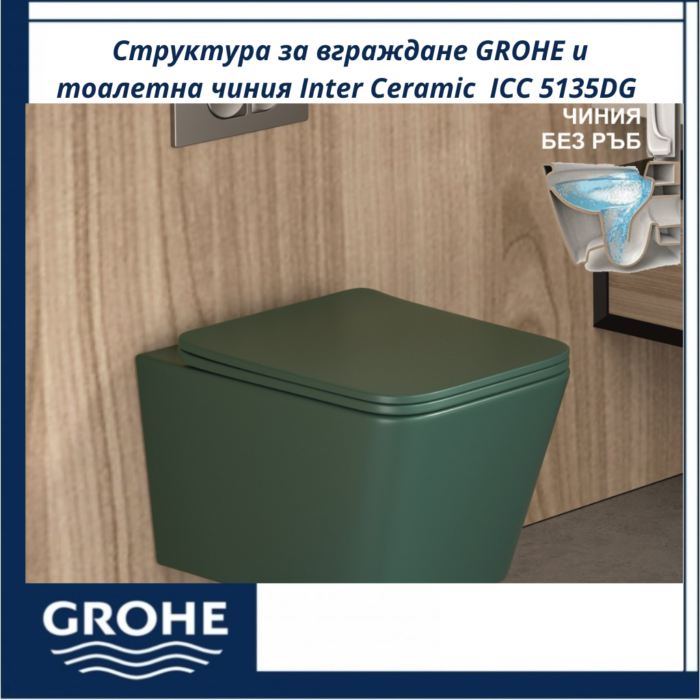 Структура за вграждане GROHE и тоалетна чиния Inter Ceramic  ICC 5135DG – Вградено удобство с класа - Image 2