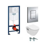 Структура за вграждане с крепежи, бутон и конзолна тоалетна 4 в 1 Solido Perfect GROHE 39186000 - пълен сет с конзолна тоалетна