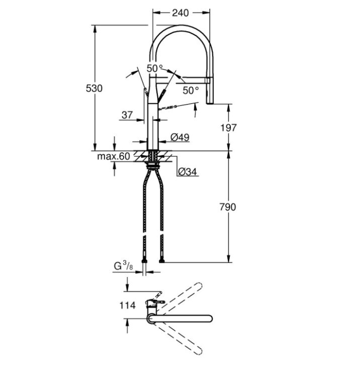 Кухненски смесител GROHE Essence Professional 30294000 - Image 2