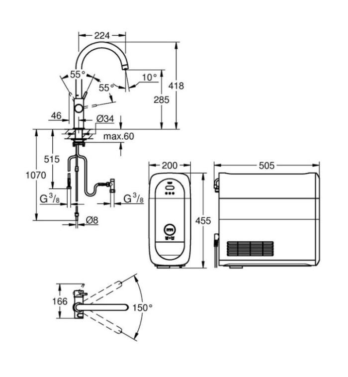 Кухненски смесител GROHE Blue Home Starter Kit 31455001 с C-образен чучур - Image 3