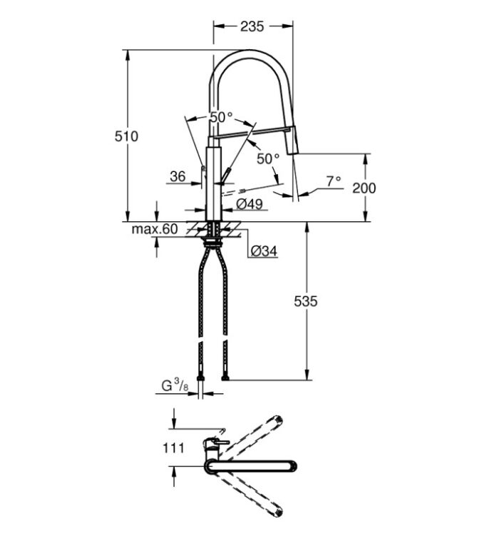 Кухненски смесител GROHE Concetto Professional 31491000 - Image 3