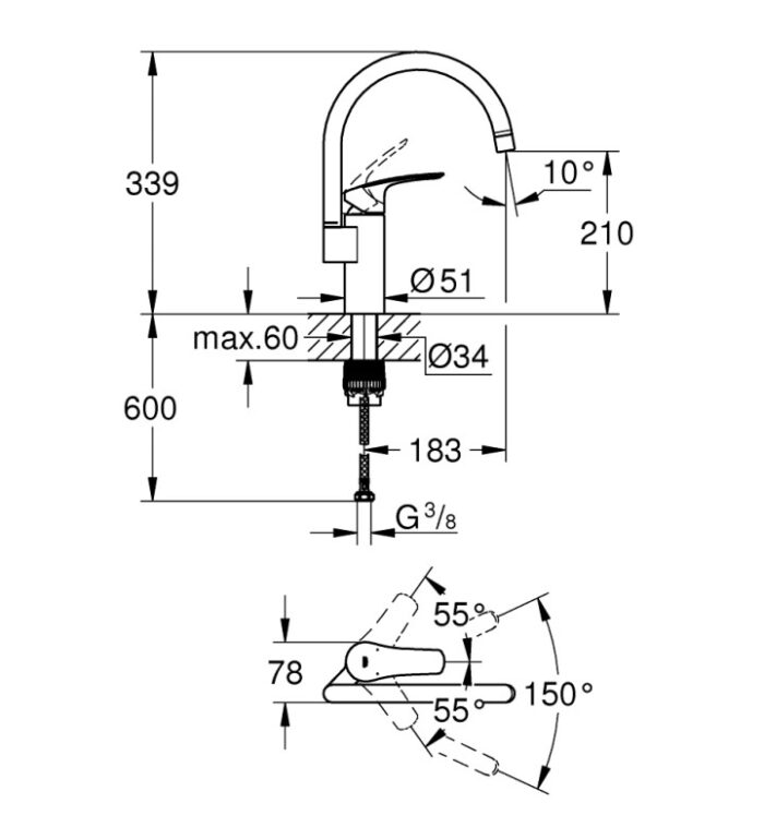 Кухненски смесител GROHE Eurosmart 33202003 - Image 4